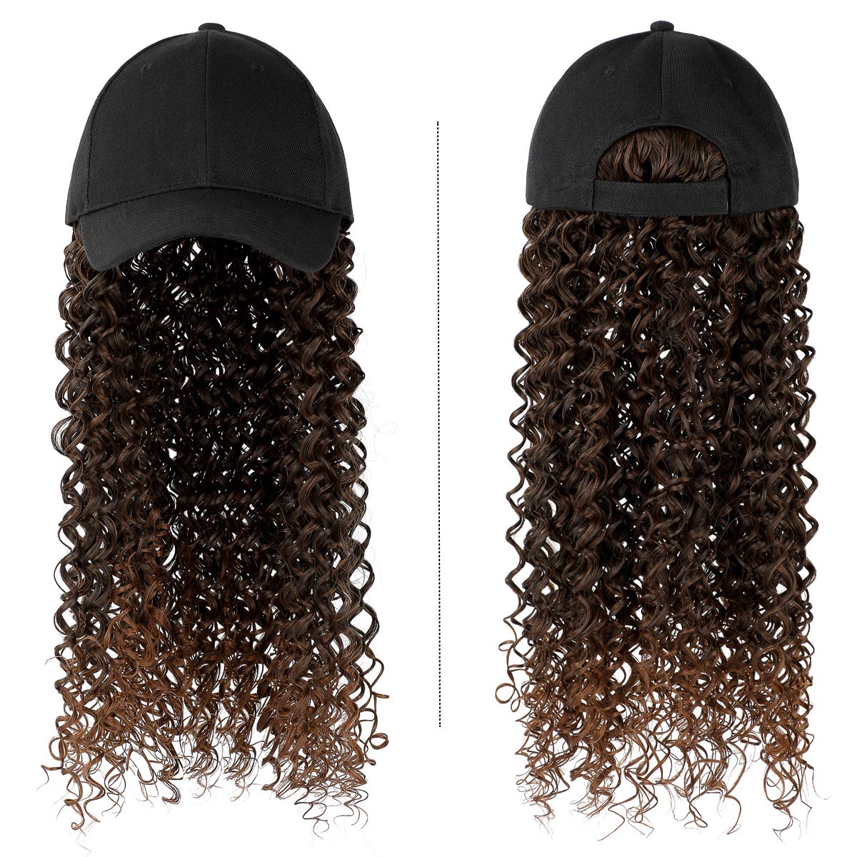 Baseball Cap Wig | Synthetic | Long Kinky Curly Wig
