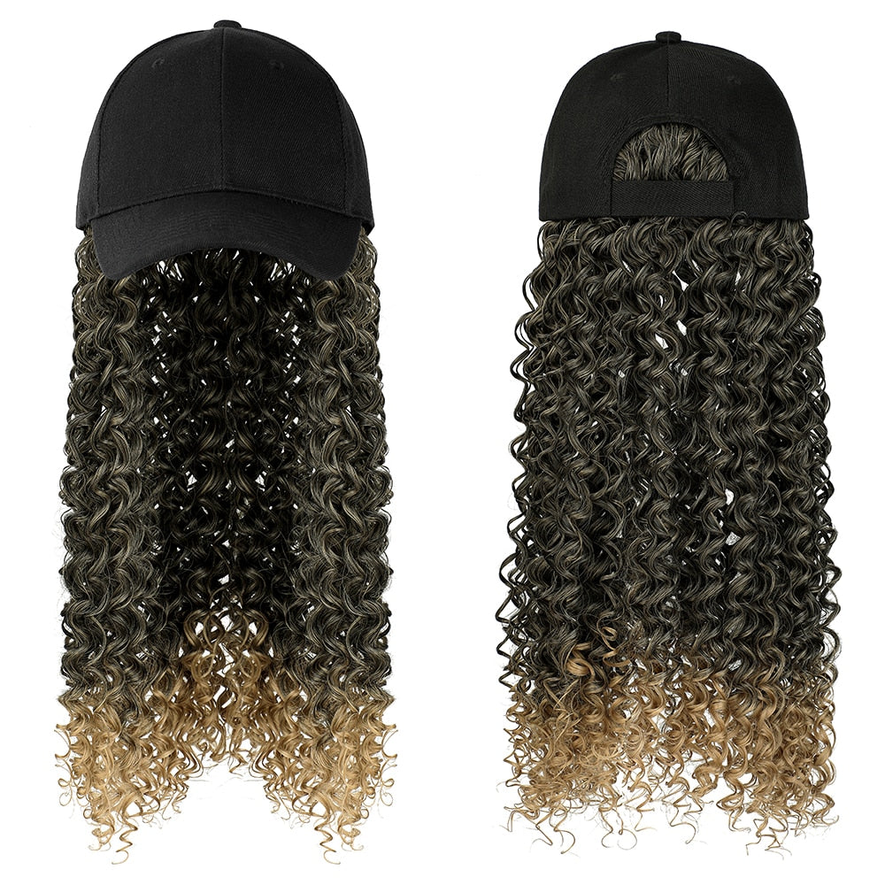 Baseball Cap Wig | Synthetic | Long Kinky Curly Wig