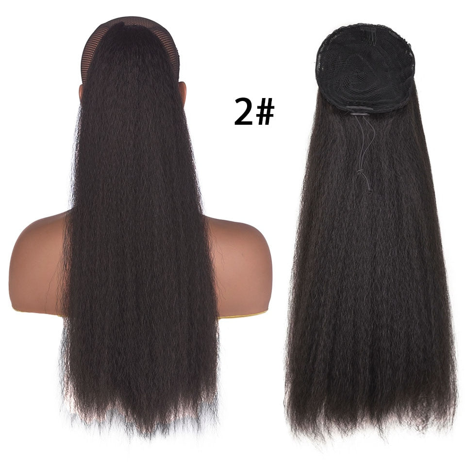 Long Straight Ponytail Hair Extension | Natural | Synthetic | Drawstring