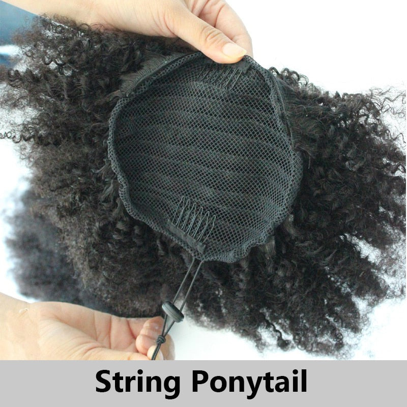 Natural Kinky Curl Drawstring Ponytail Extension | Human Hair