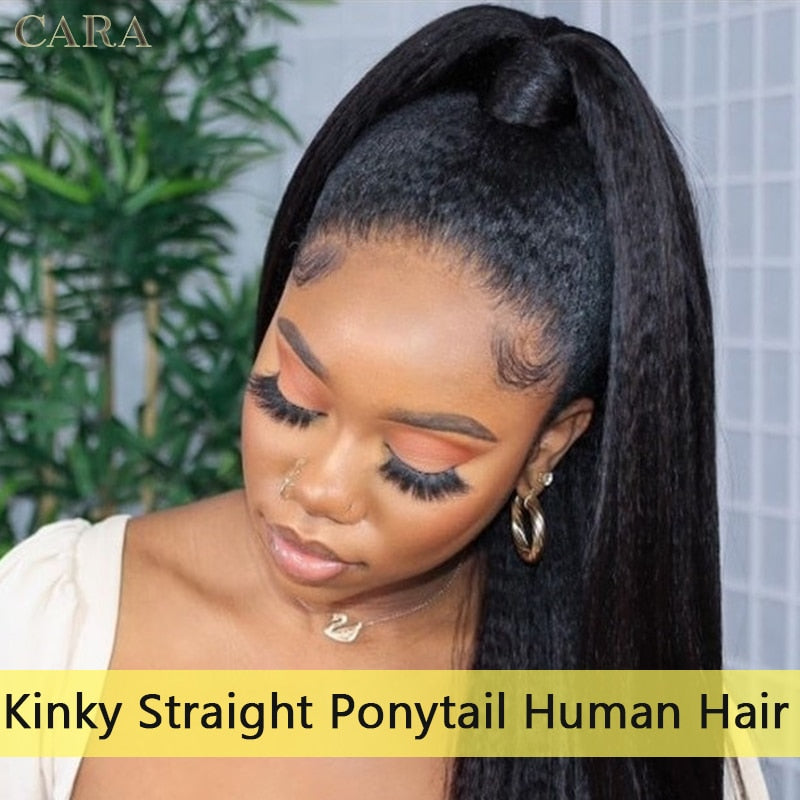 Kinky Straight Ponytail Extension | Drawstring and Hair Clip