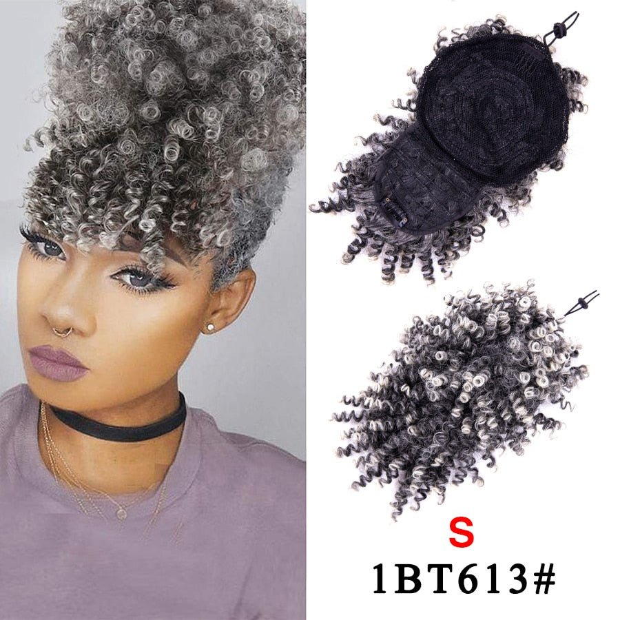 Puff Hair Bun | Kinky Curly Synthetic Wig | 2 Sizes | 12 Colors