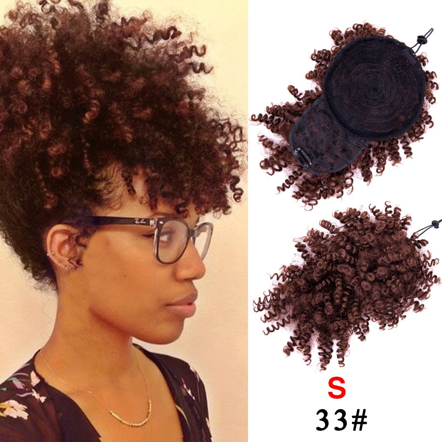 Puff Hair Bun | Kinky Curly Synthetic Wig | 2 Sizes | 12 Colors