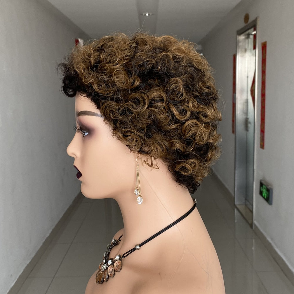 Pixie Cut Natural Curly Human Hair Wig