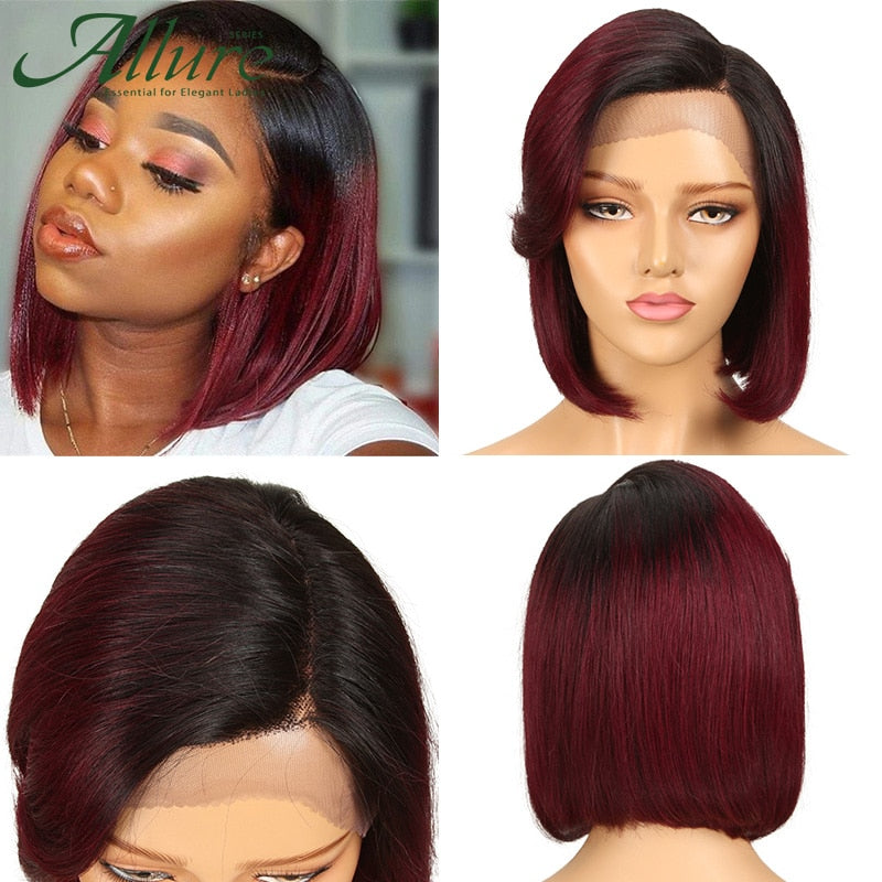 Bob Cut Straight Human Hair Wig | Side Part | Lace Front