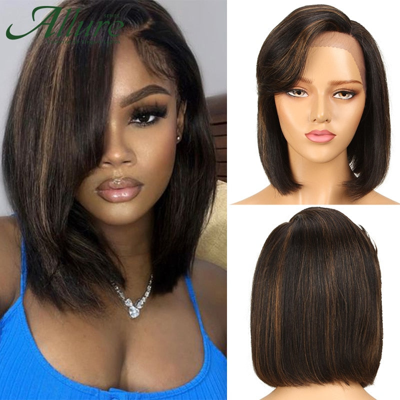 Bob Cut Straight Human Hair Wig | Side Part | Lace Front