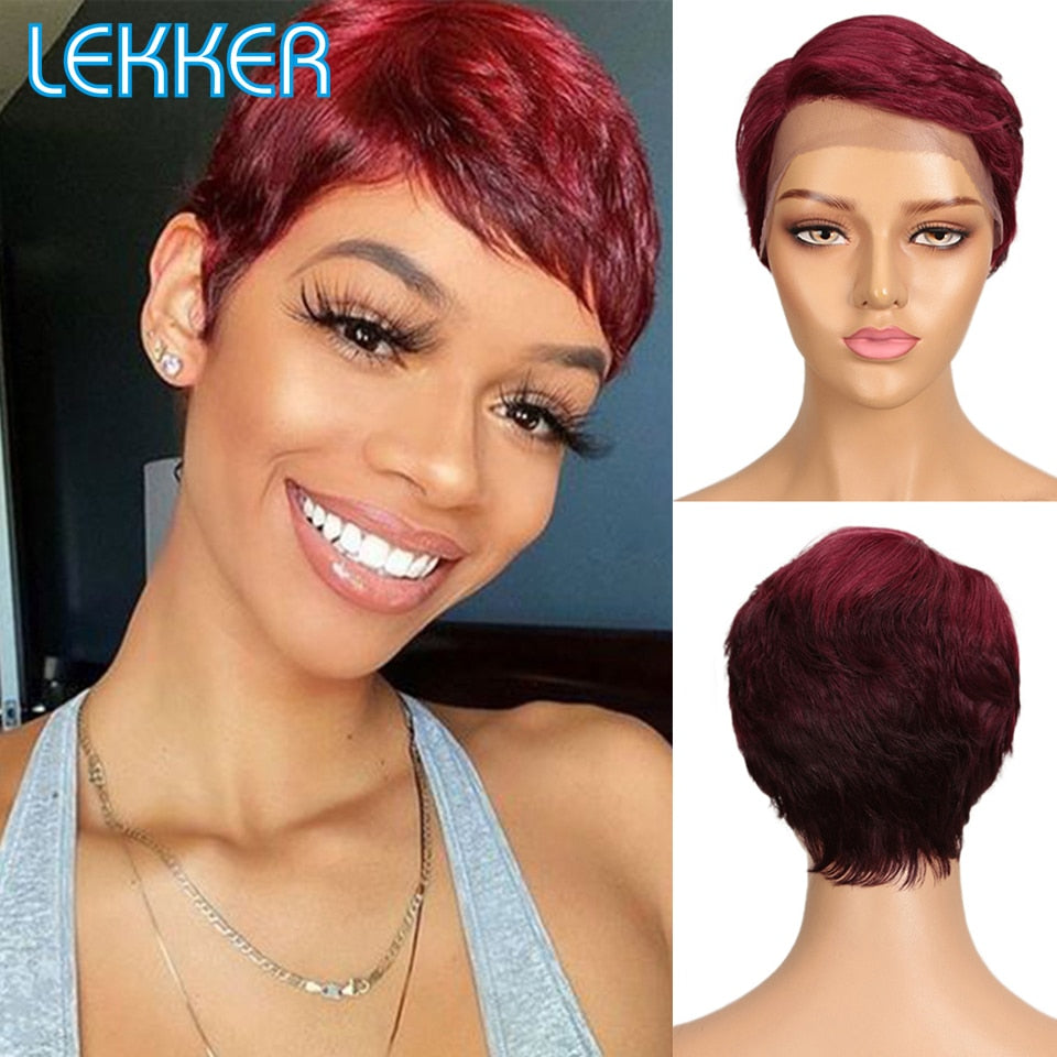 Pixie Cut T Part Straight Lace Wig | Human Hair | 4 Colors