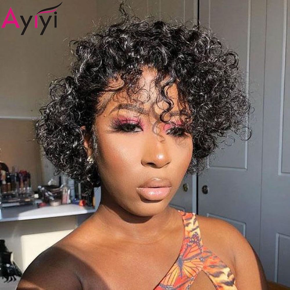 Short Pixie Cut Afro Curly Wig | Human Hair